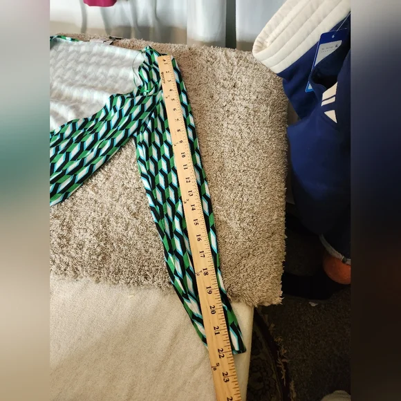 Long Sleeve Midi Arrow Geo Green Wrap Dress Diane von Furstenberg - Picture 7 of 16